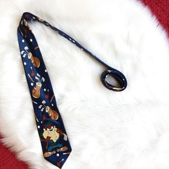 Tazmanian Devil Blue Polyester Tie "No to Golf" - Picture 8 of 8